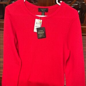 Charter Club Bright Red Cashmere Crew Neck Sweater